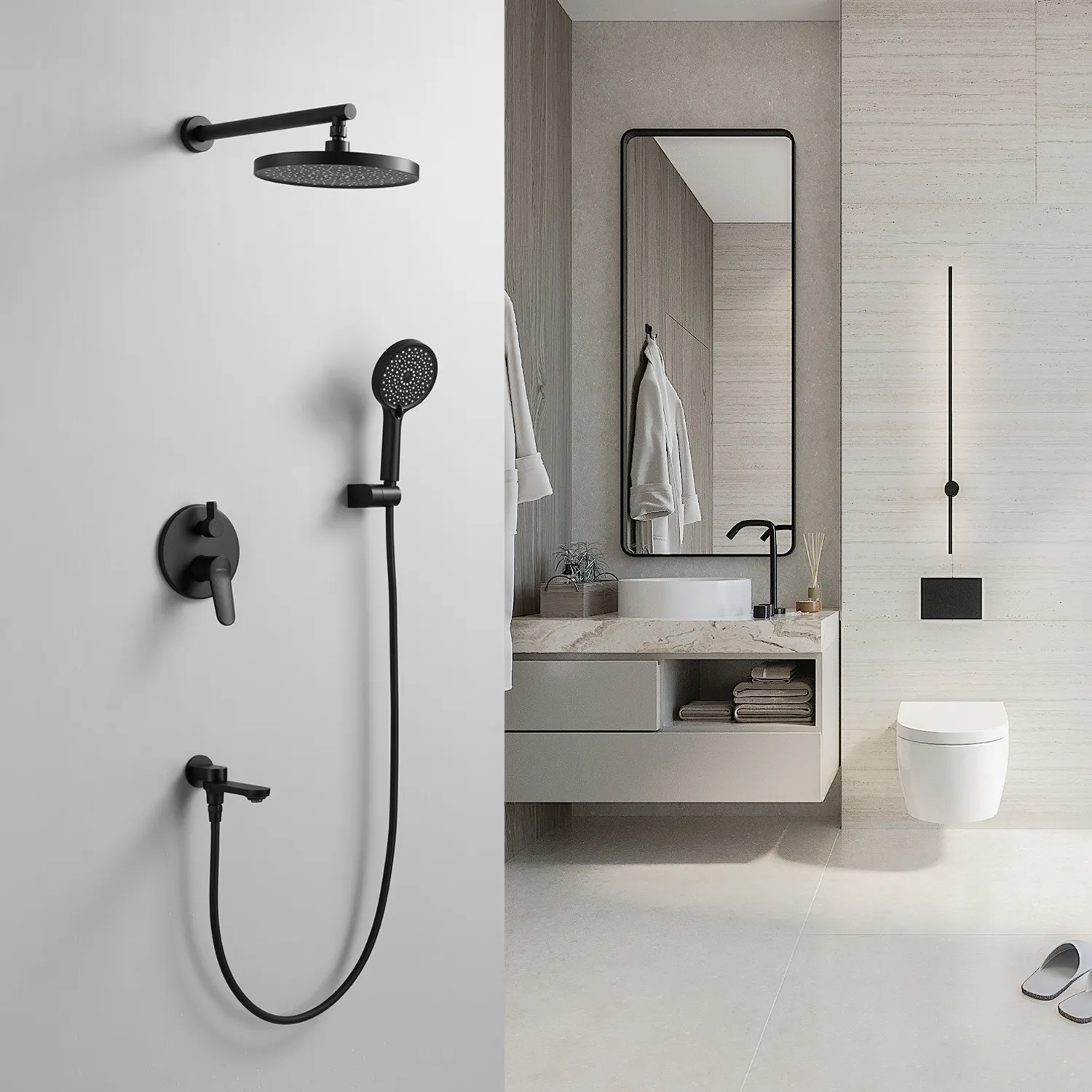 Душевая система встраиваемая Shevanik S4335H, черный