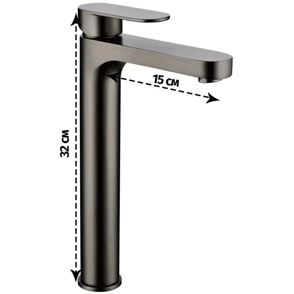 Смеситель для раковины высокий Grocenberg GB3011BG, графит