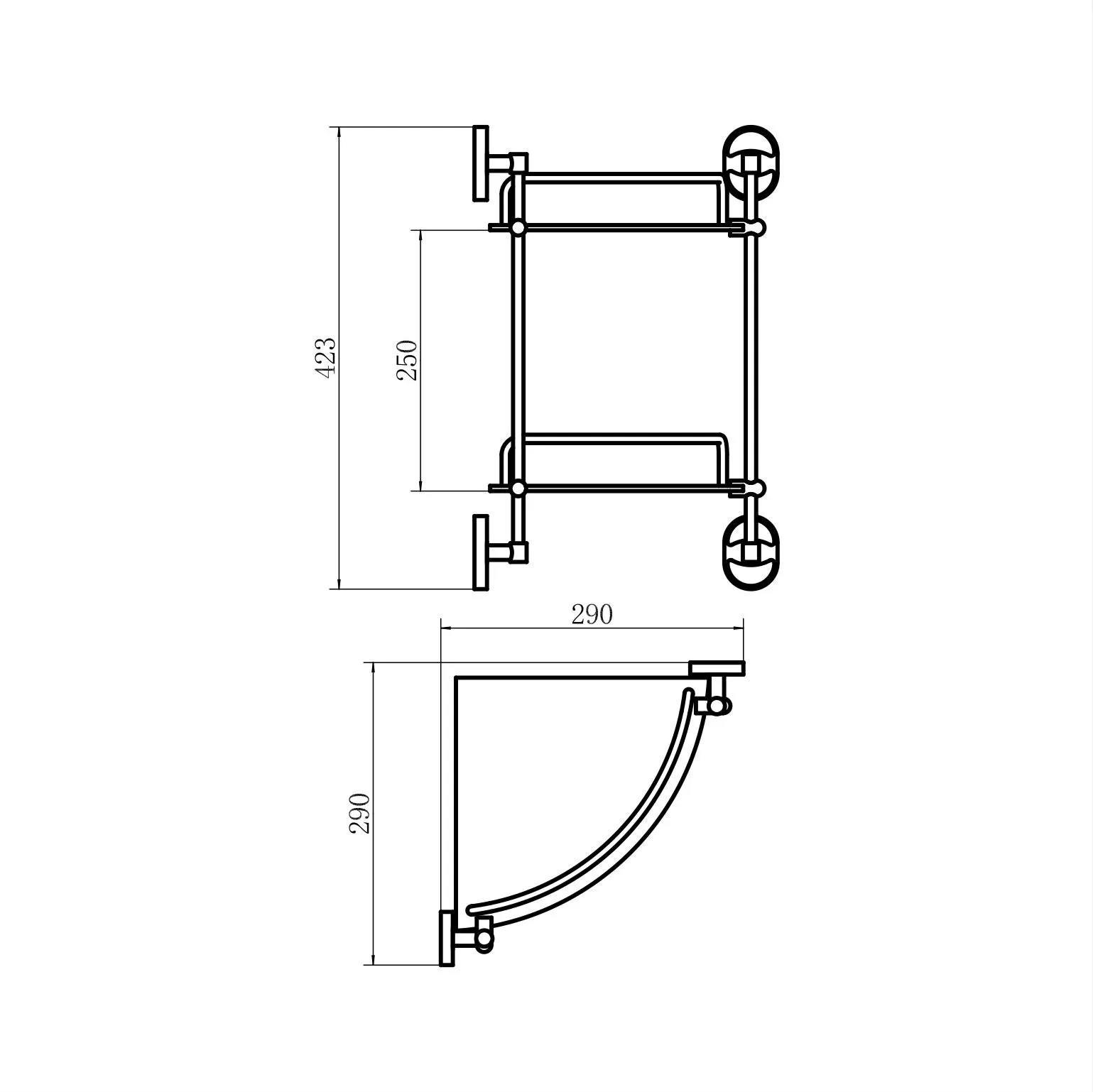 Полка стеклянная угловая FASHUN A1907-2, хром