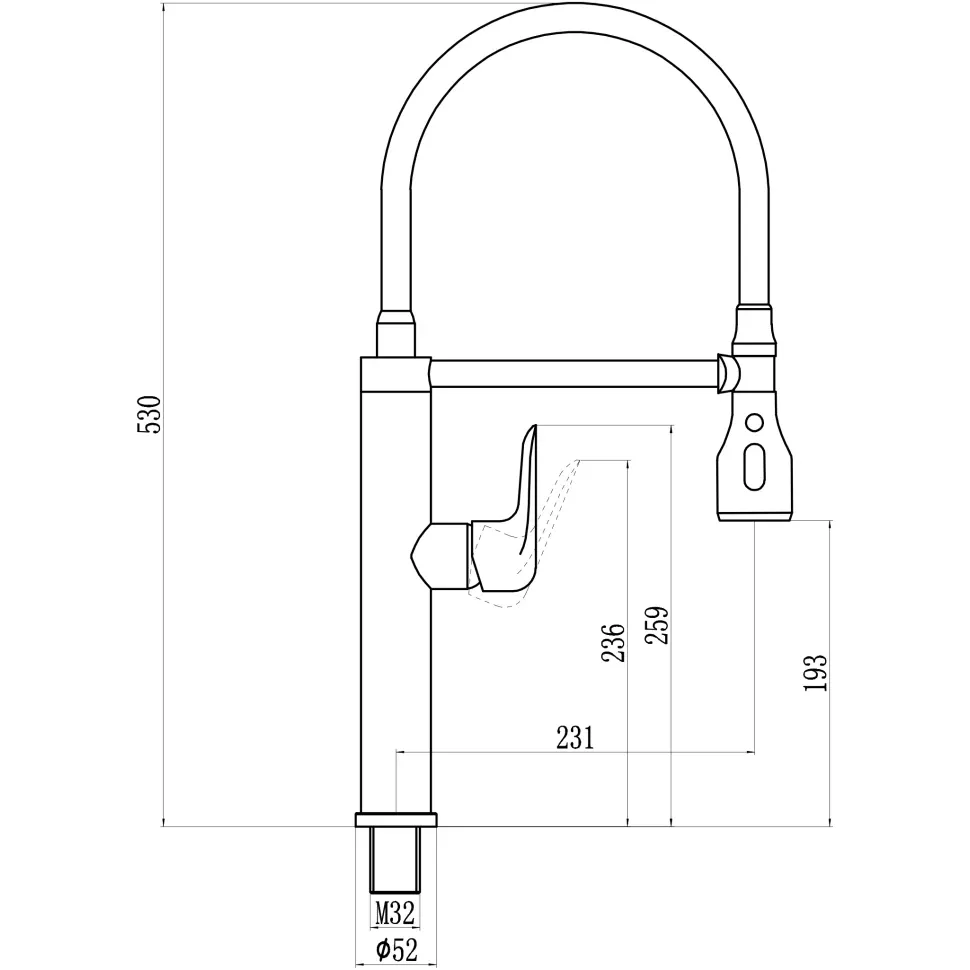 Смеситель для кухни с гибким изливом и режимом душ Savol S-002803-01, хром