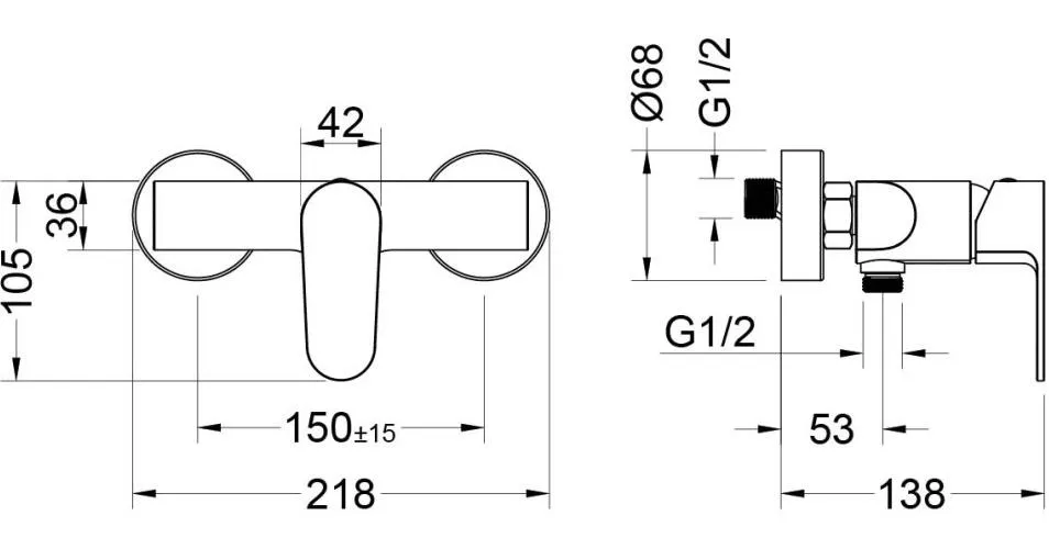 AQ1260CR ОБЕРОН смеситель для душа