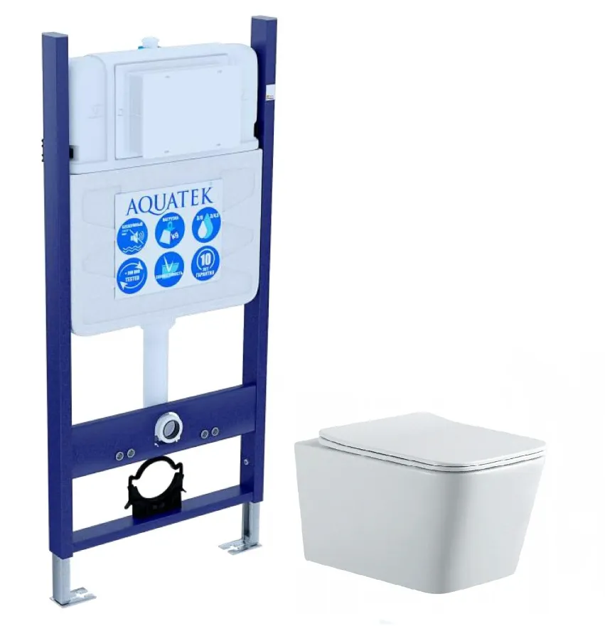 SET AQUATEK ЛИБРА N-14 (рама AQUATEK Standard INS-0000014(без клавиши и крепежа)+унитаз ЛИБРА New AQ0530N-00 с тонким сиденьем soft-close