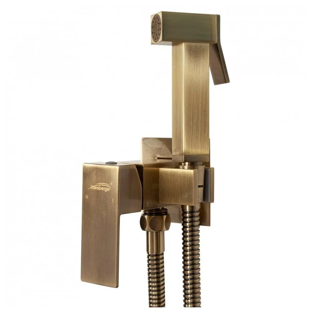 Гигиенический душ со смесителем встраиваемый Hansberge H3077BR, бронза