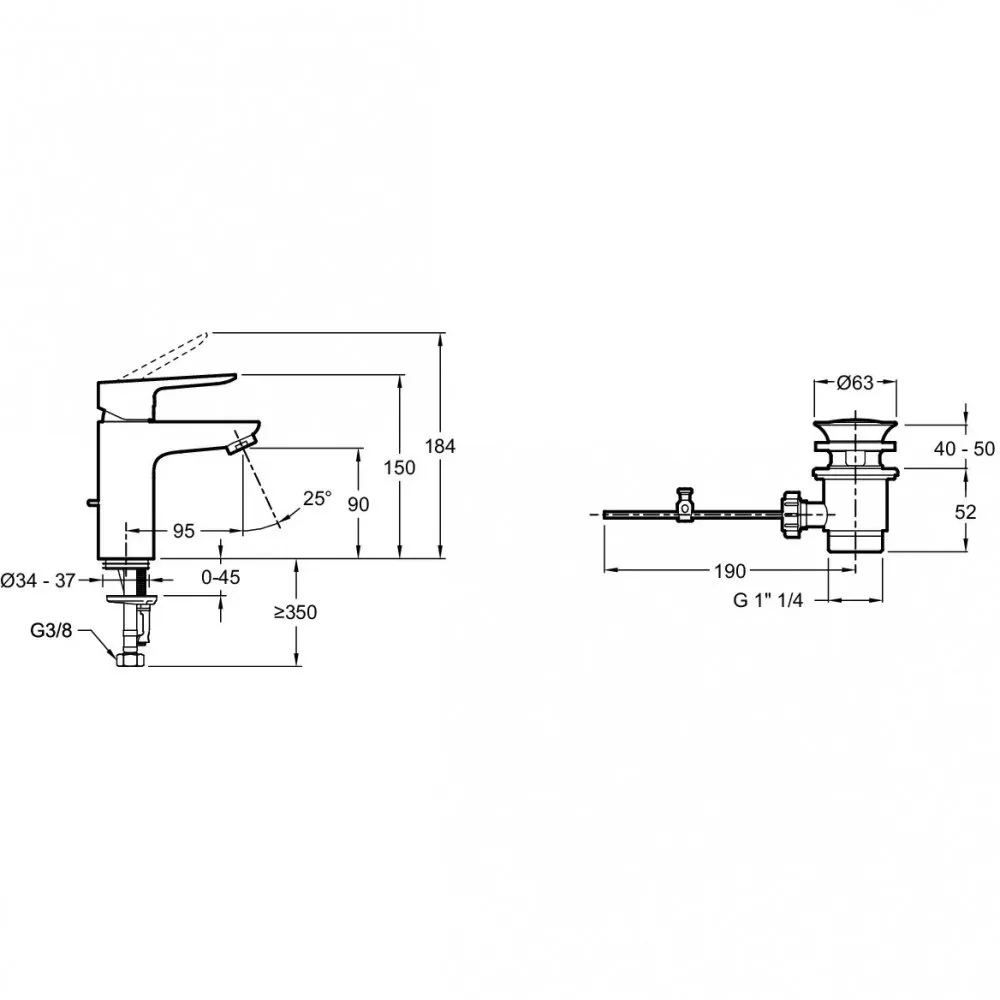 Смеситель для раковины Jacob Delafon Oscar E29842-BL черный матовый