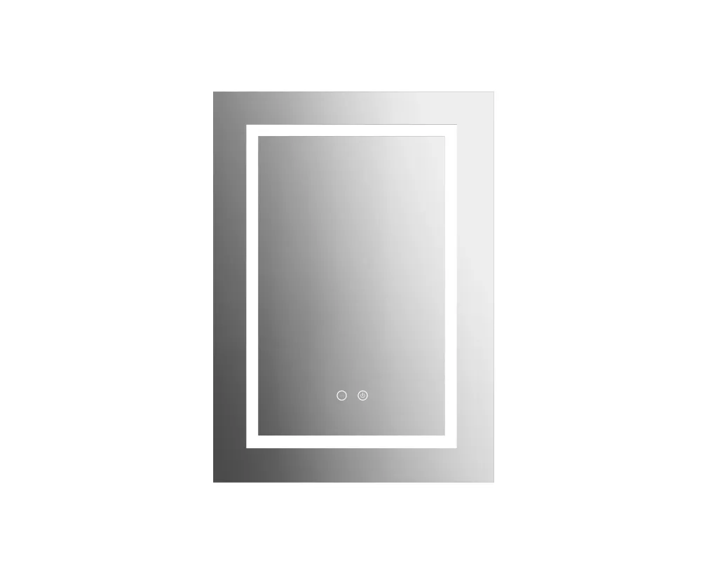 AQ7504-MLC Алюминиевый зеркальный шкаф с подсветкой 500*700*133,крепеж. Одна зеркальная дверца, две стекл.полки, круговая подсветка, антизапотевание