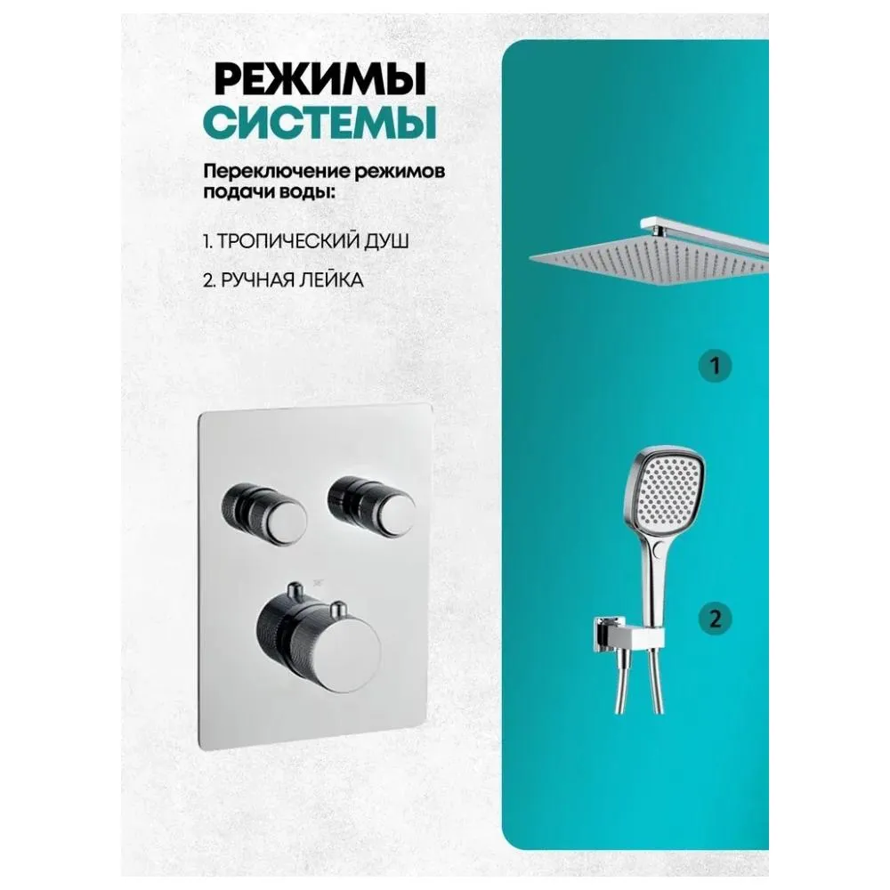 Душевая система встраиваемая (без излива) Grocenberg GB5040CR, хром