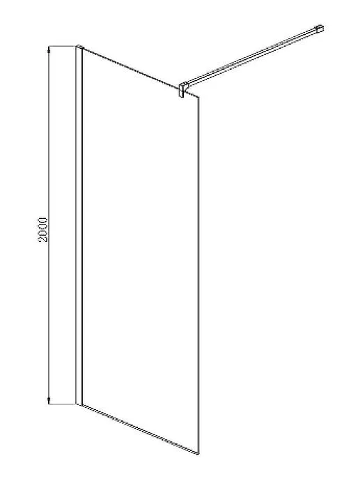 AQ WIW 14020BL Душевая перегородка Walk in с держателем 1400x2000 профиль черный, стекло прозрачное
