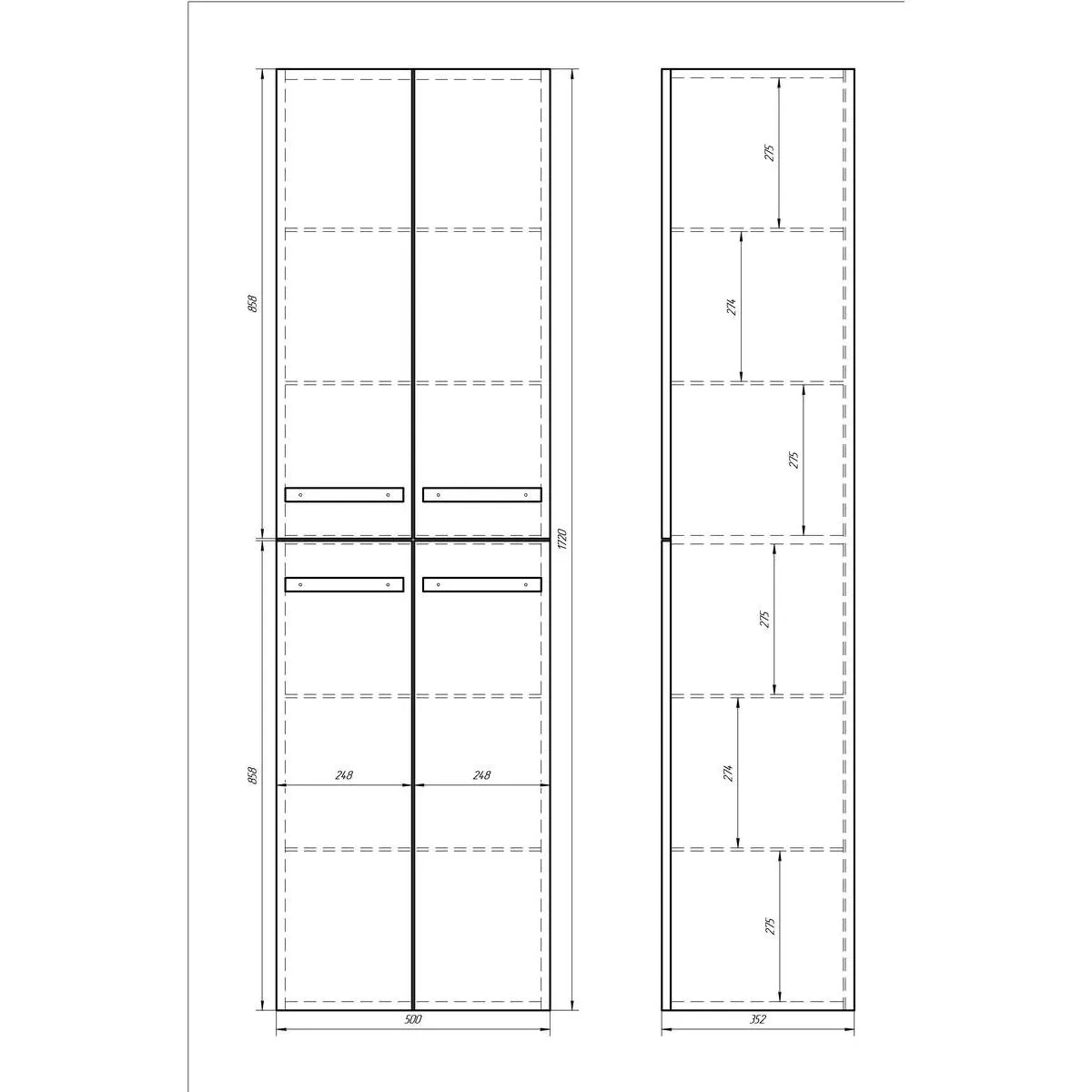 Пенал Dreja Almi 50 см, белый
