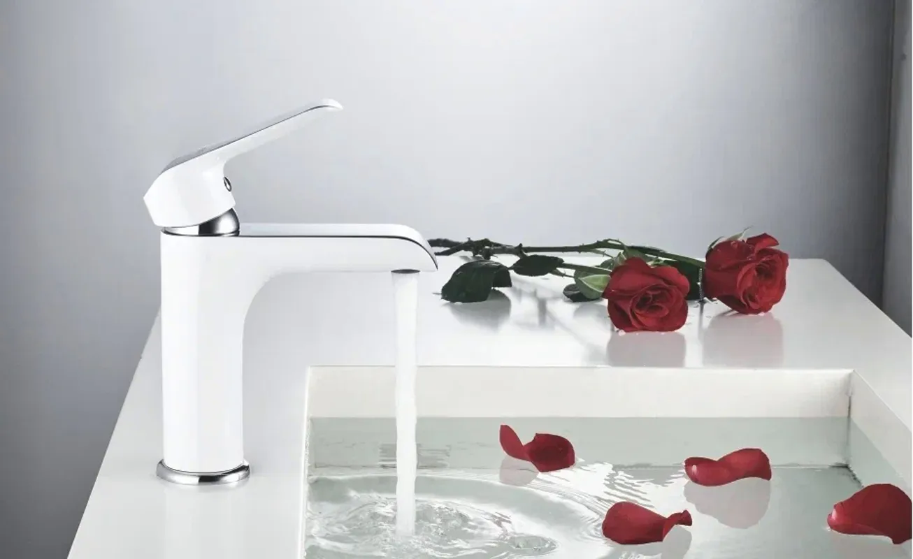 Смеситель для раковины Rose R21F R2101F, белый/хром