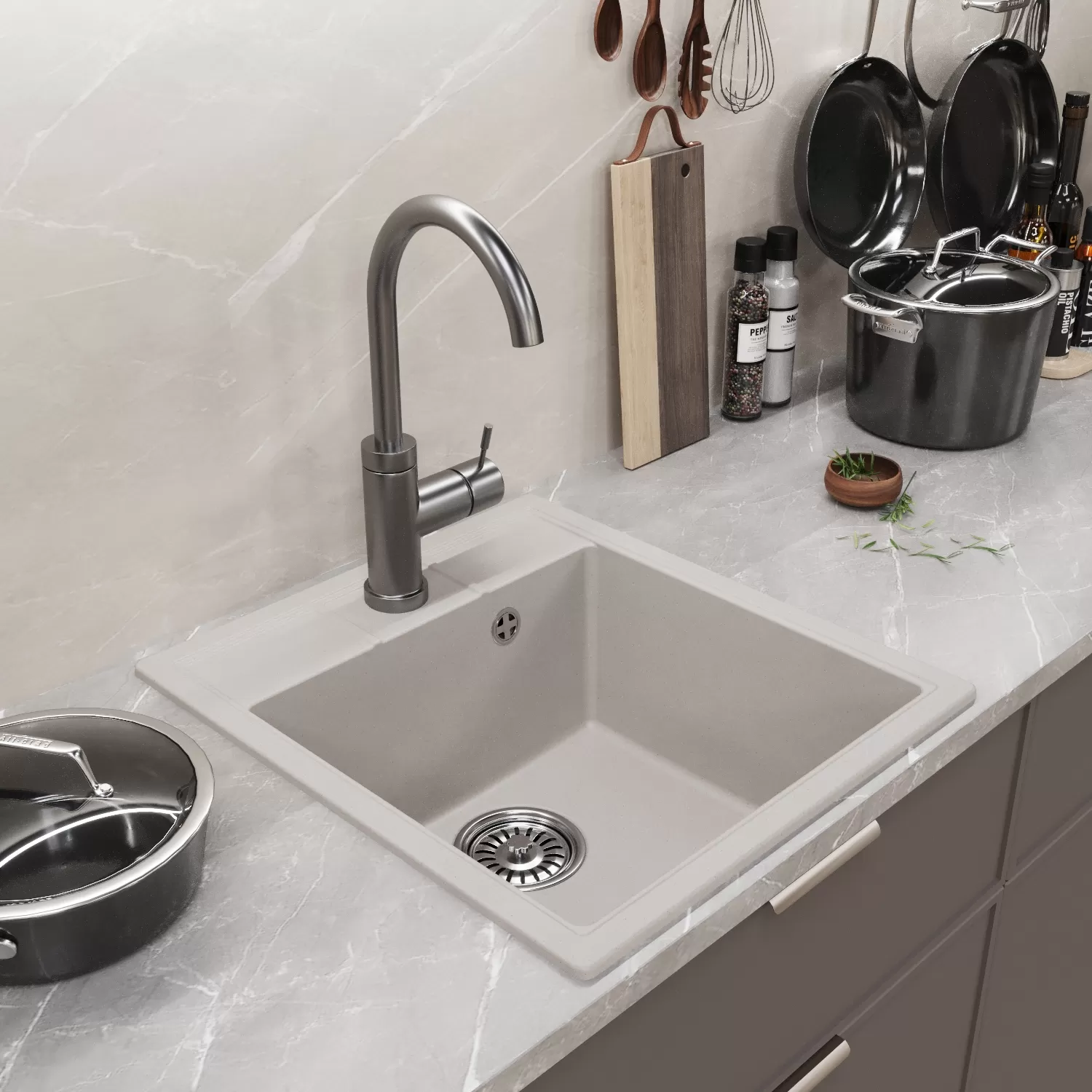 Мойка MIXLINE ML-GM28 белая (331)  450*500*190мм NEW (552181)