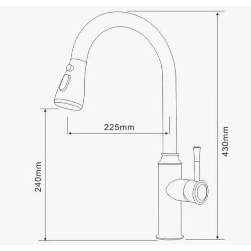 Смеситель для кухни с выдвижным изливом D-Lin H155315-T, сатин