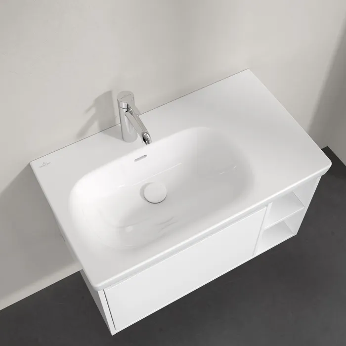 Pаковина для установки на тумбу Villeroy & Boch Skyla крыло справа 800x460x160 с переливом, Альпийский белый (5A52L101)