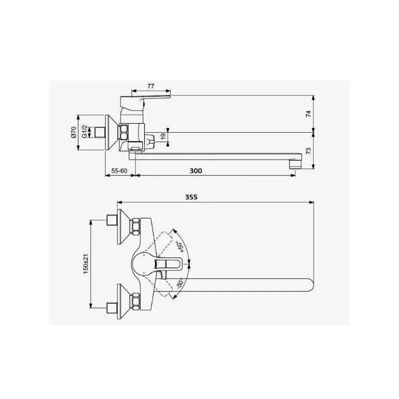Смеситель для ванны D-Lin D146405-5, хром