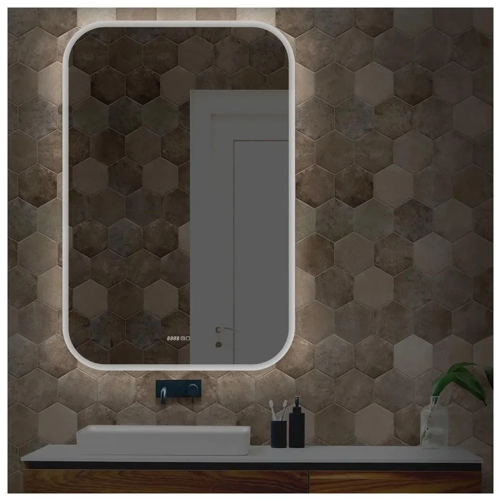 Зеркало Silver Mirrors Стив 800х1000 - 3 вертикальный (двойной подогрев, часы, сенсорный выключатель)