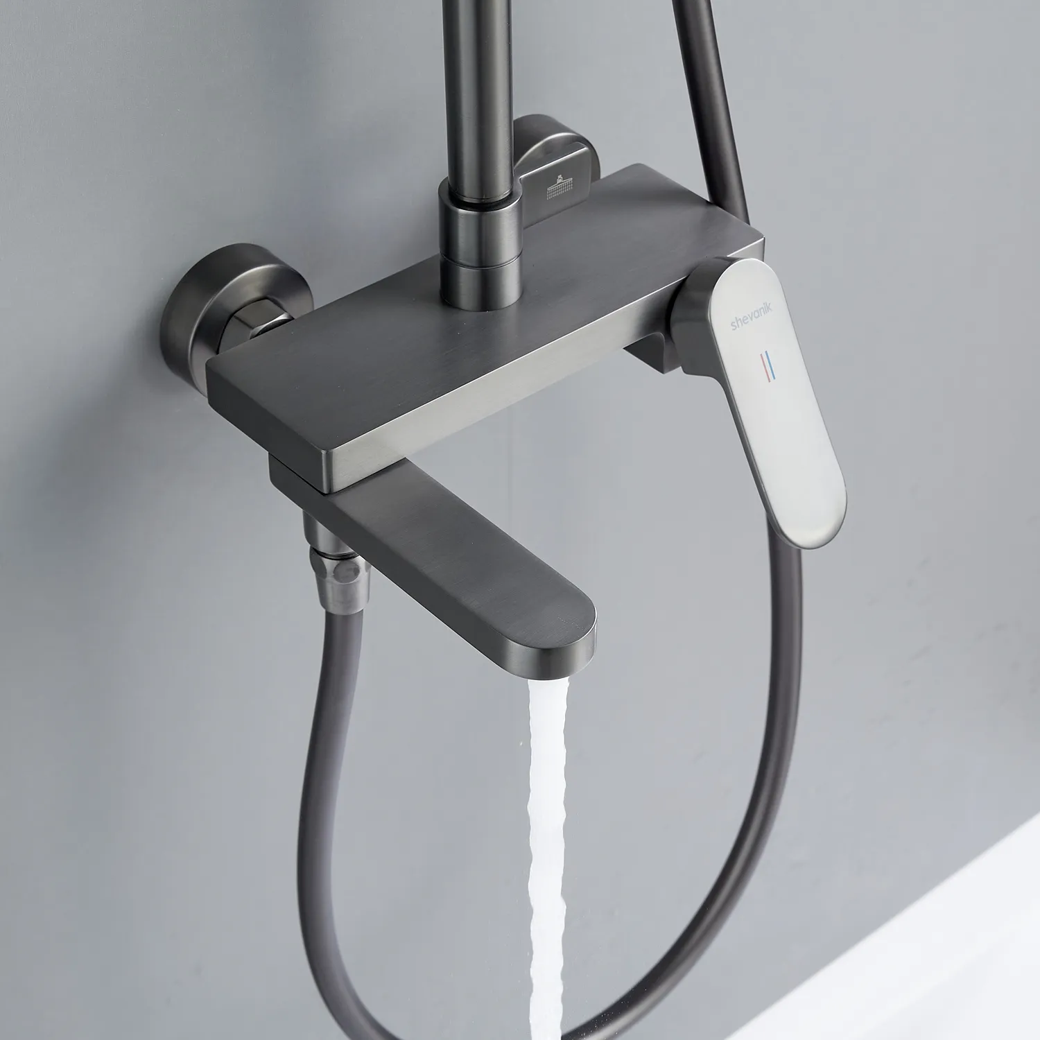 Душевая система Shevanik S4536T, оружейная сталь