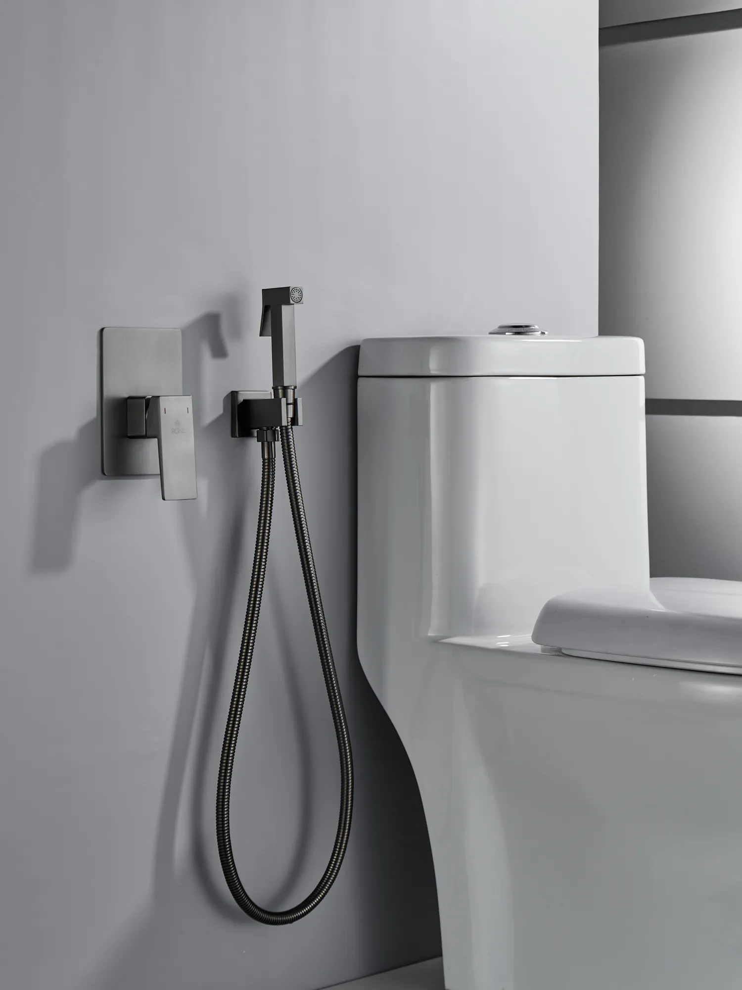 Гигиенический душ со смесителем Rose R2805T, оружейная сталь