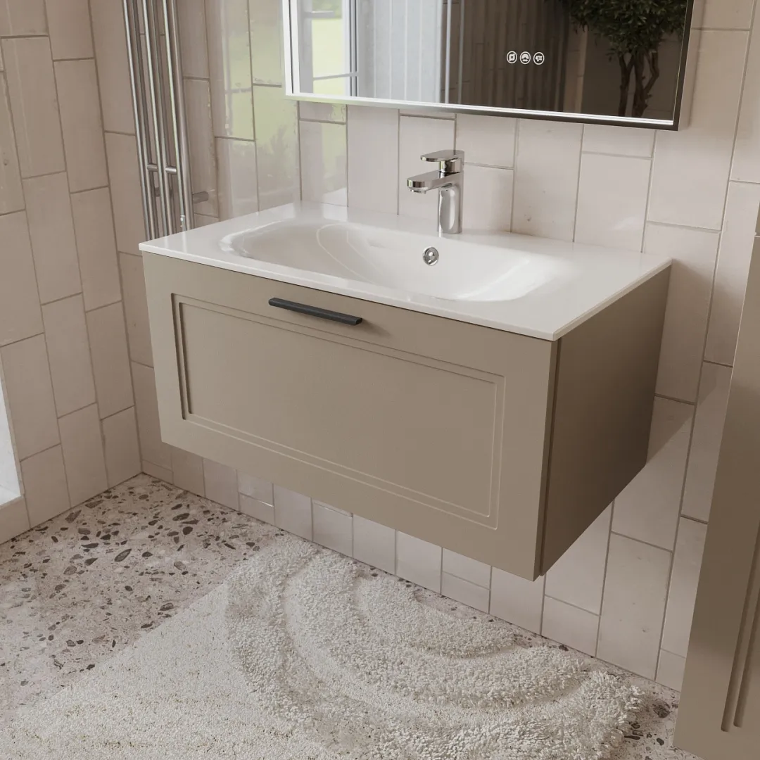 Тумба с раковиной подвесная (80см) Terminus Classik CLA10801200501O, капучино