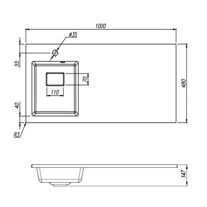 Раковина Florentina Аванти 100 см 10.310.0L100.201, жасмин