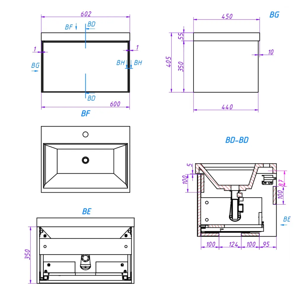 Тумба под раковину подвесная La Fenice SIMPLA FNC-01-SIM-C-60, бежевая