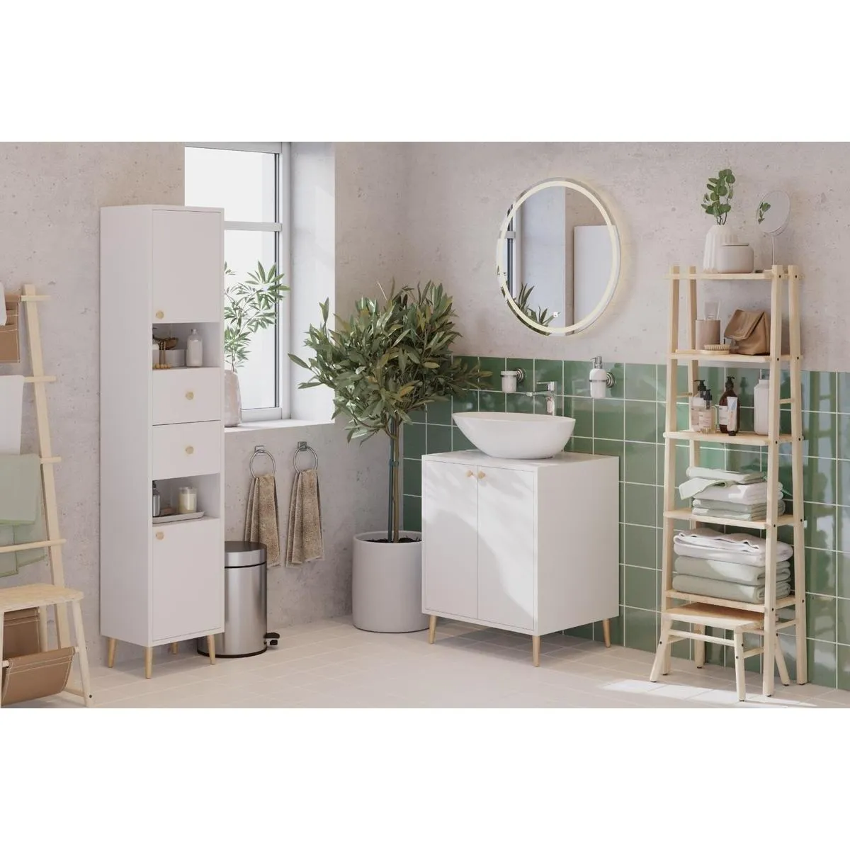 Зеркало Dreja Luno 60x60 см, белый