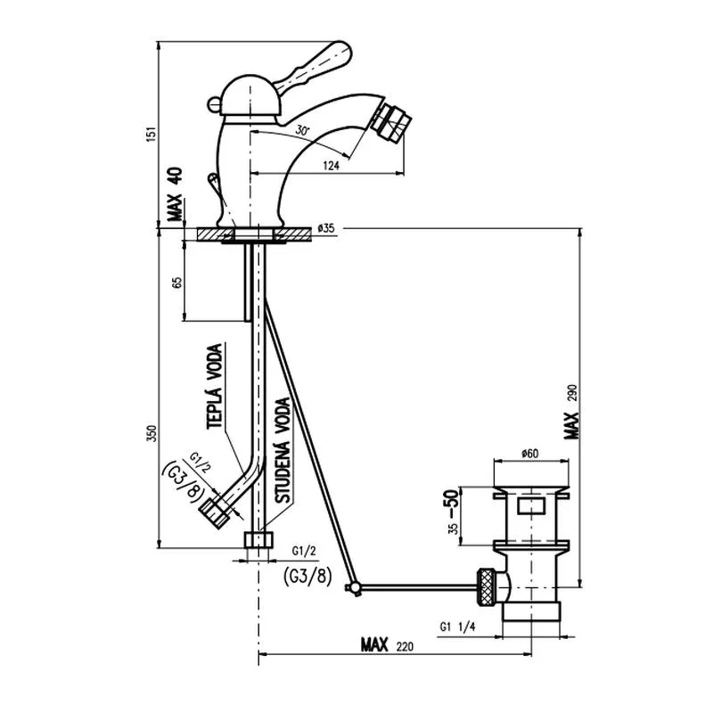 Смеситель для биде Rav Slezak LABE L445.5SM, бронза