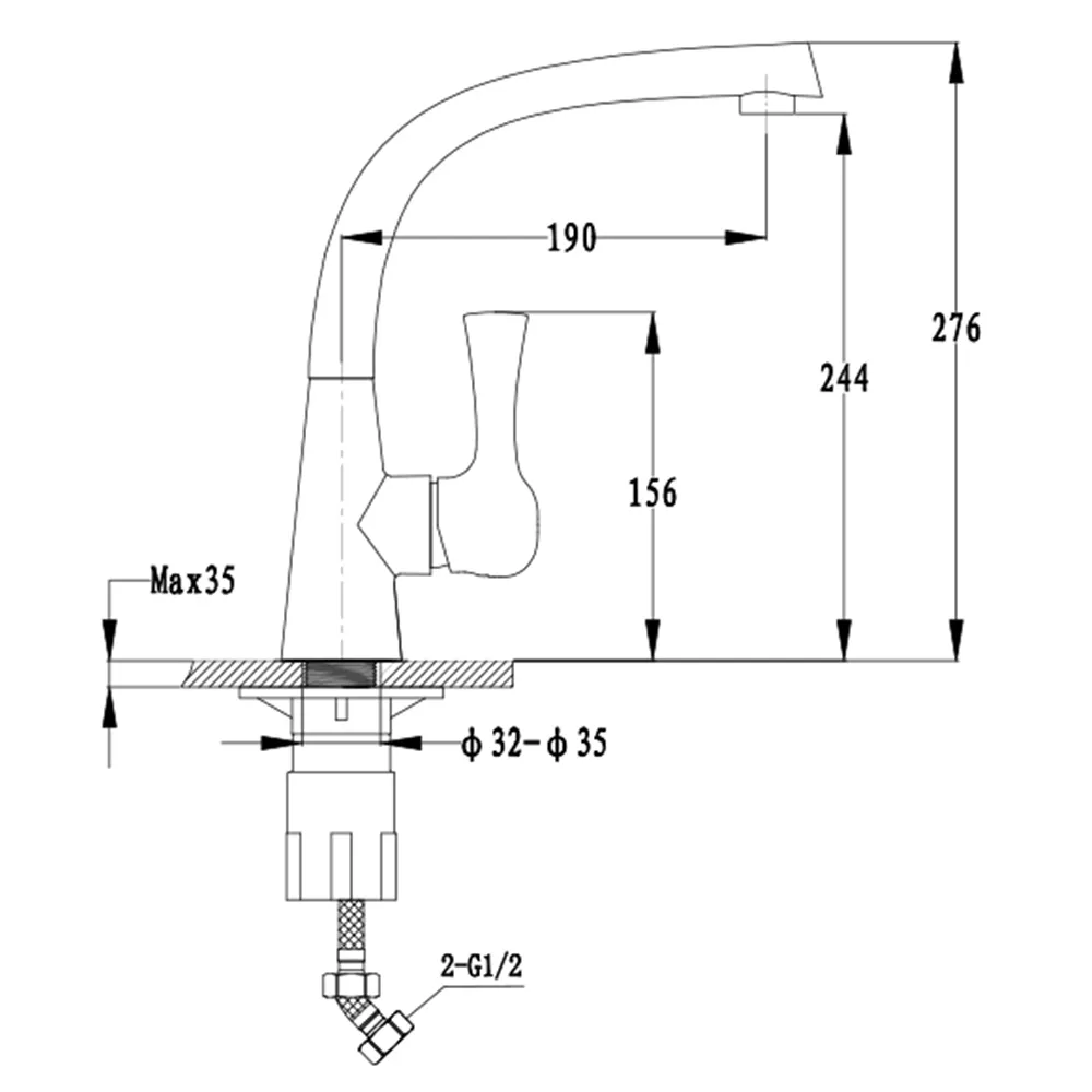 Смеситель для кухни GranFest 3723, графит