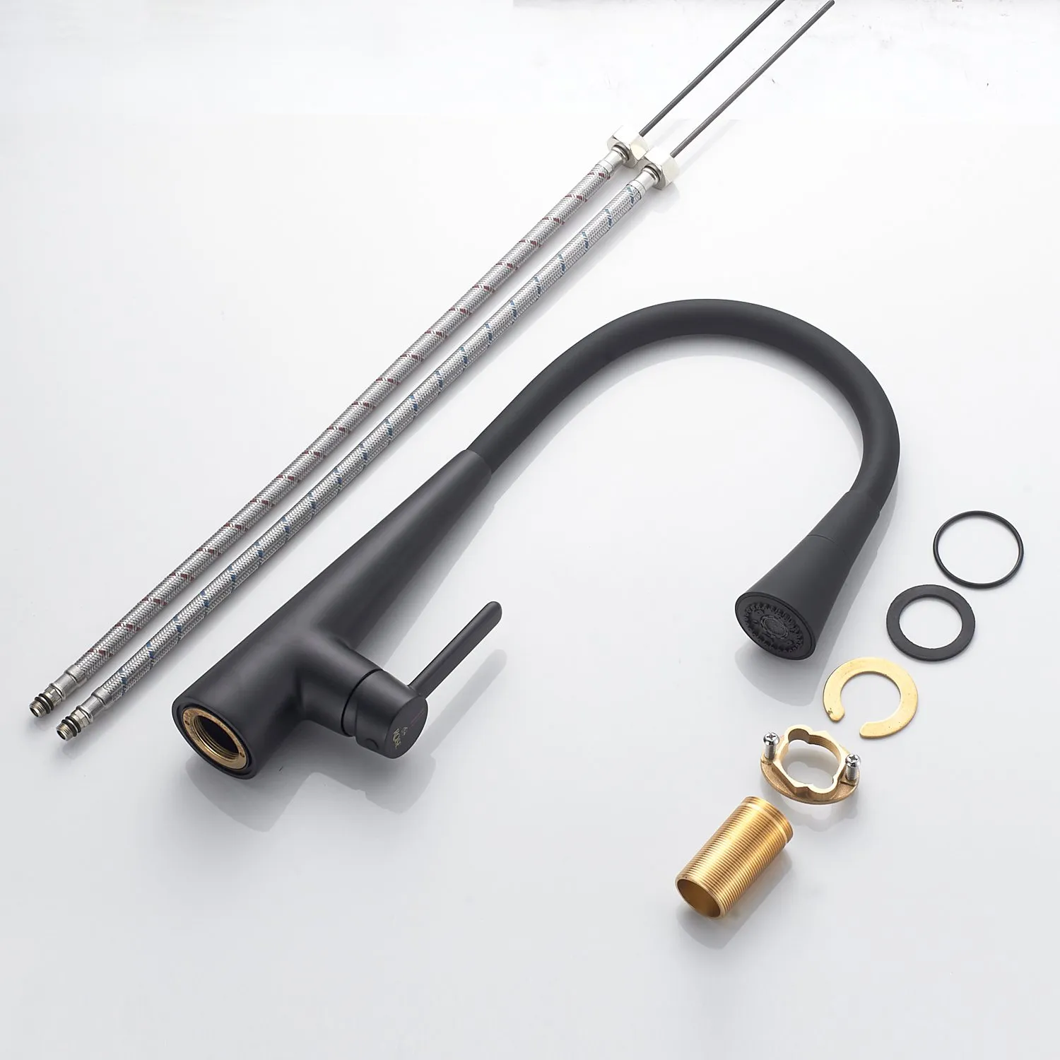 Смеситель для кухни с гибким изливом и режимом "душ" Rose R213H, черный