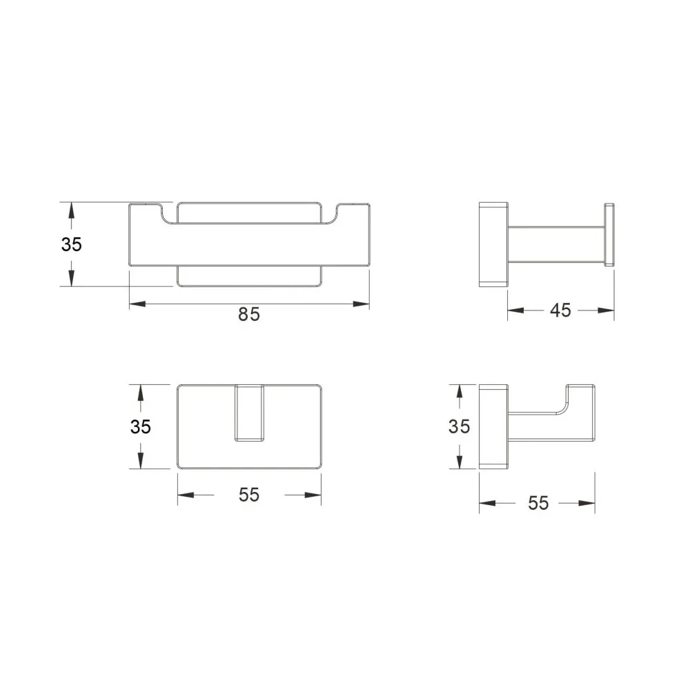 Крючок для ванной комнаты двойной Maretti Torino Black TRB53297, черный