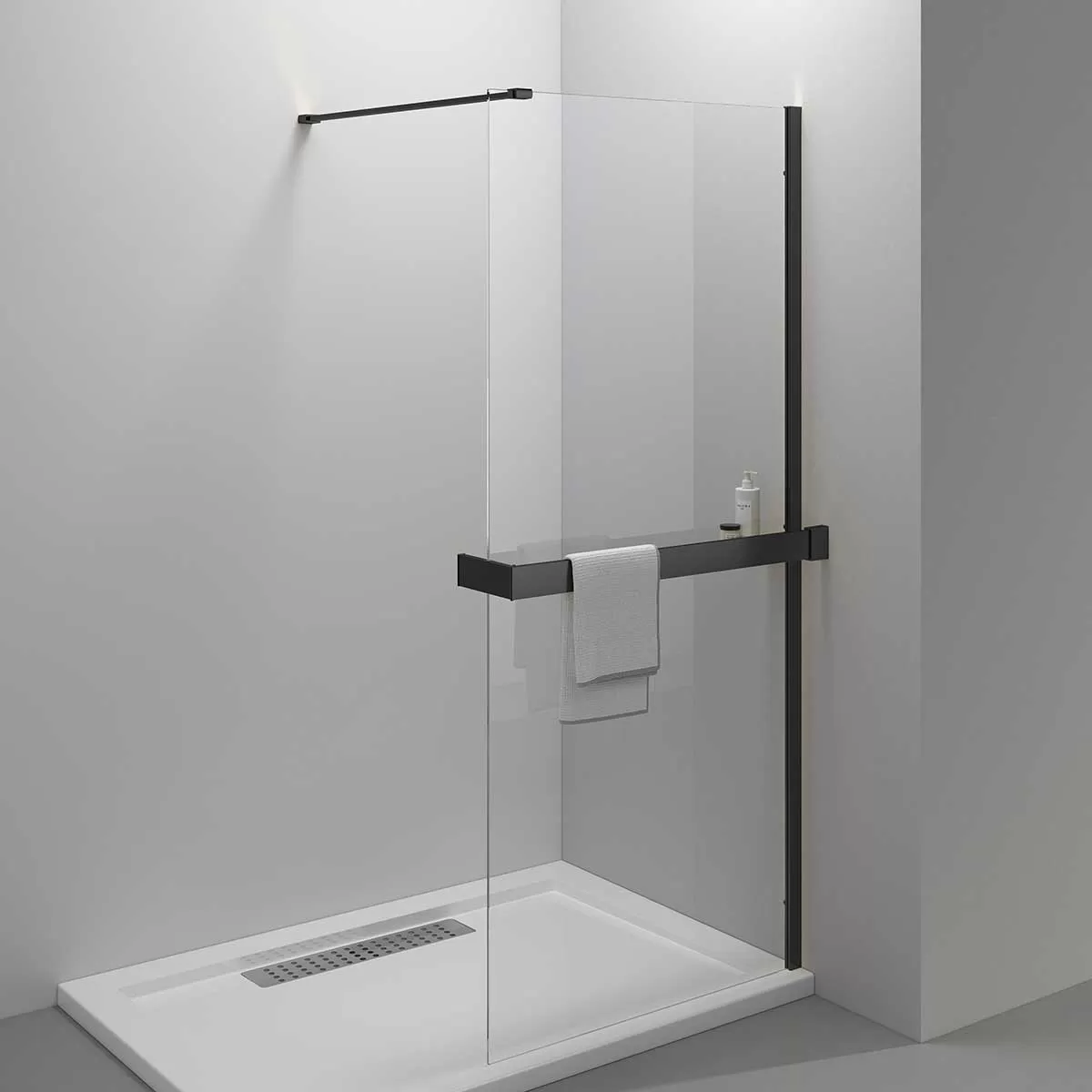 Душевая перегородка Vincea Walk-In HR (VSW-4HR800CLB) 800х2000 мм, черный, стекло прозрачное