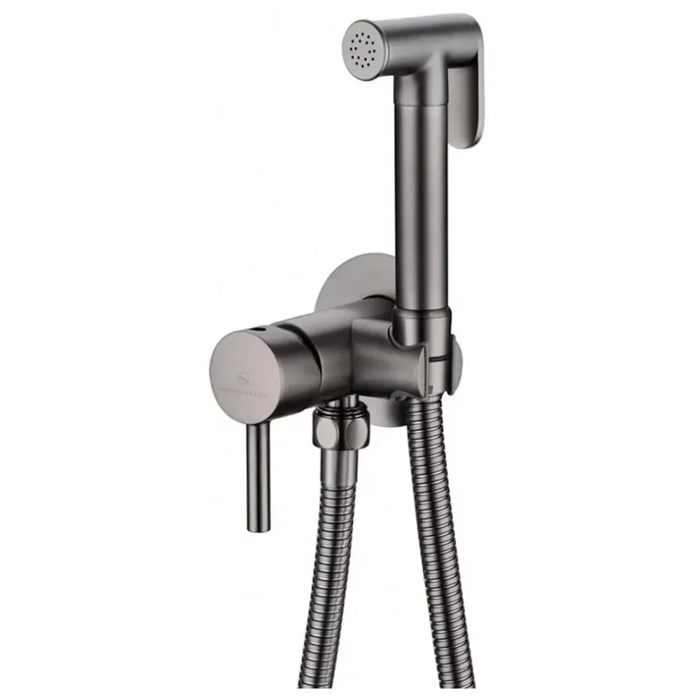 Гигиенический душ со смесителем встраиваемый Grocenberg GB001BG, графит