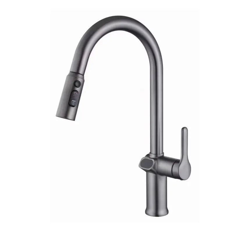 Смеситель для кухни с индикатором температуры Knotlor KN-100/GM, вороненая сталь