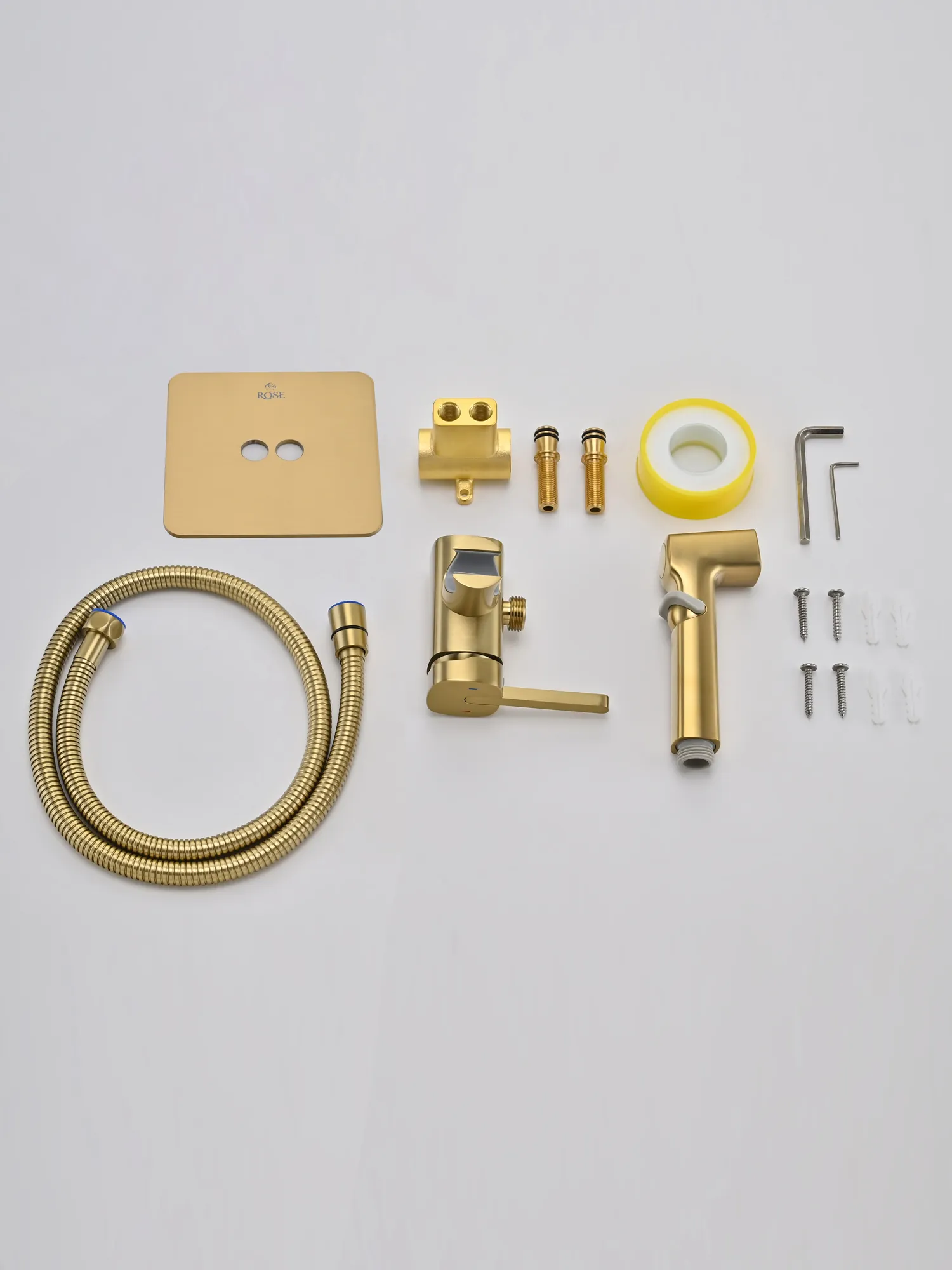 Гигиенический душ со смесителем Rose R245G, золотой сатин
