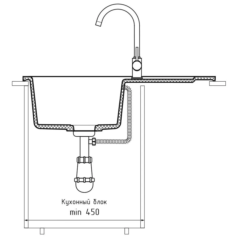 Кухонная мойка GranFest SMART 685L, песочный