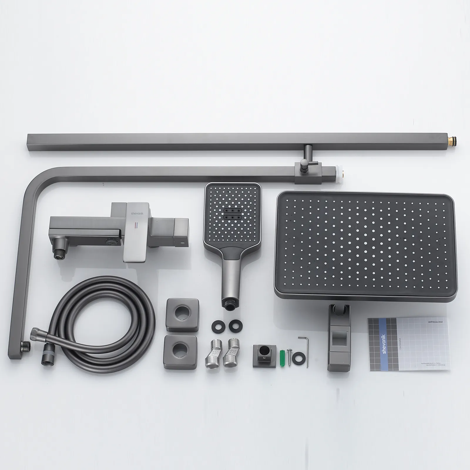 Душевая система Shevanik S4636T, оружейная сталь