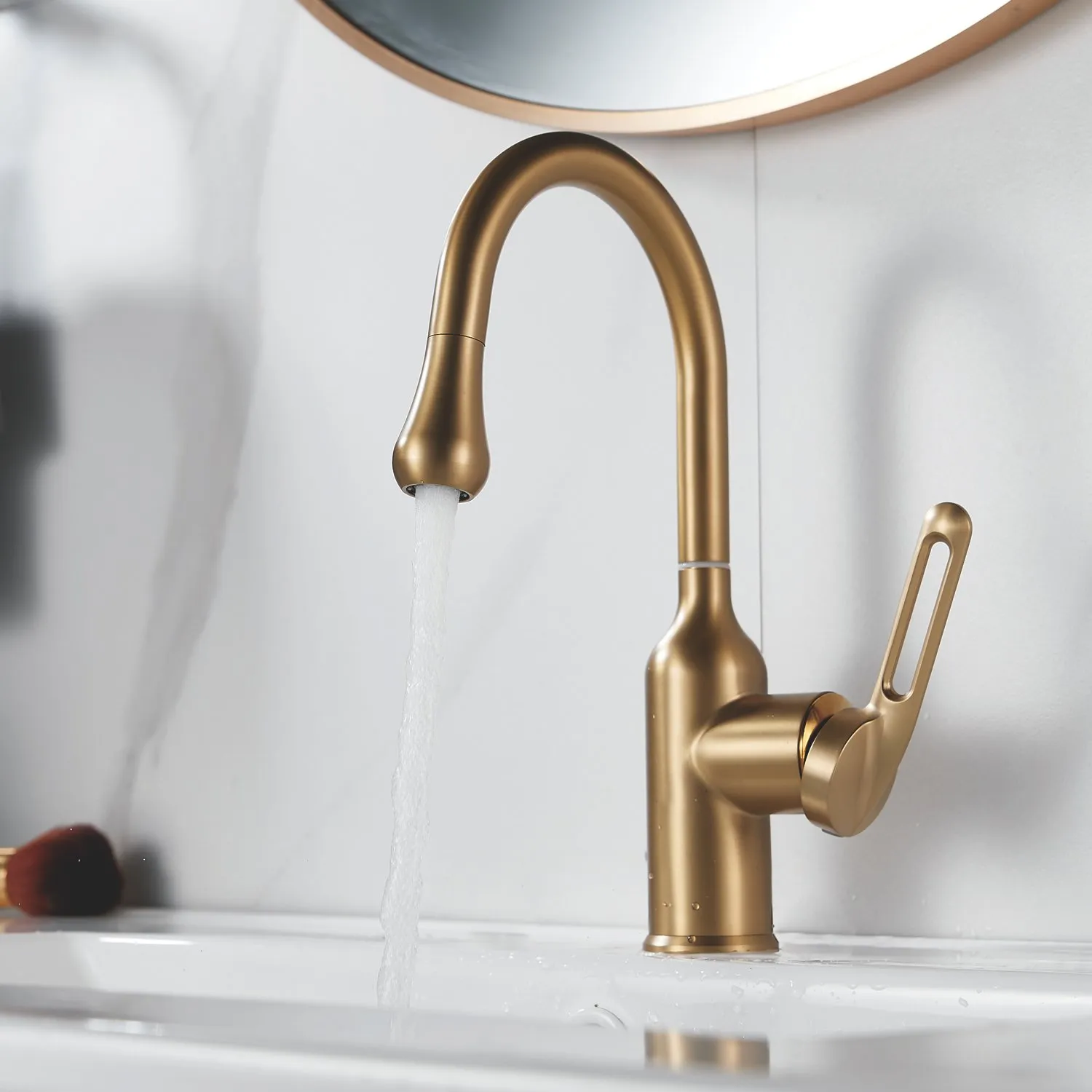 Смеситель для раковины Raffine F101G, золотой сатин