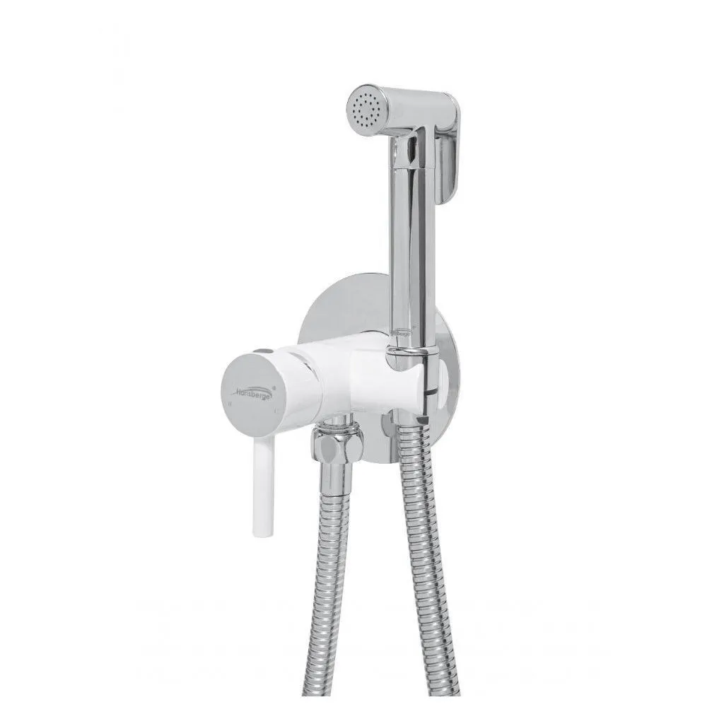 Гигиенический душ со смесителем встраиваемый Hansberge H3099W, хром/белый