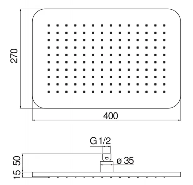 Верхний душ Nobili AD139/133CR Chrome 40x27 см, хром