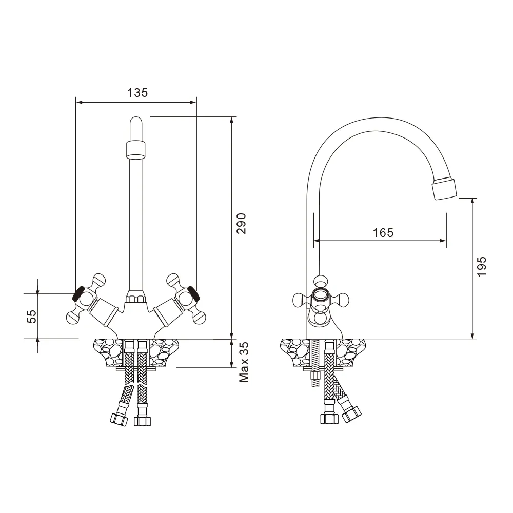 Смеситель для кухни WesnaArt RASSVET RAS02-110, хром