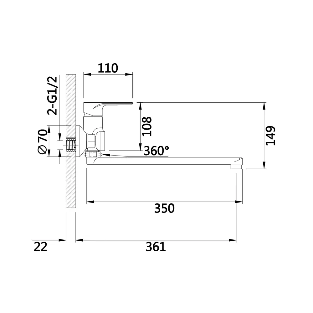 Смеситель для ванны D-Lin D147377-A, черный