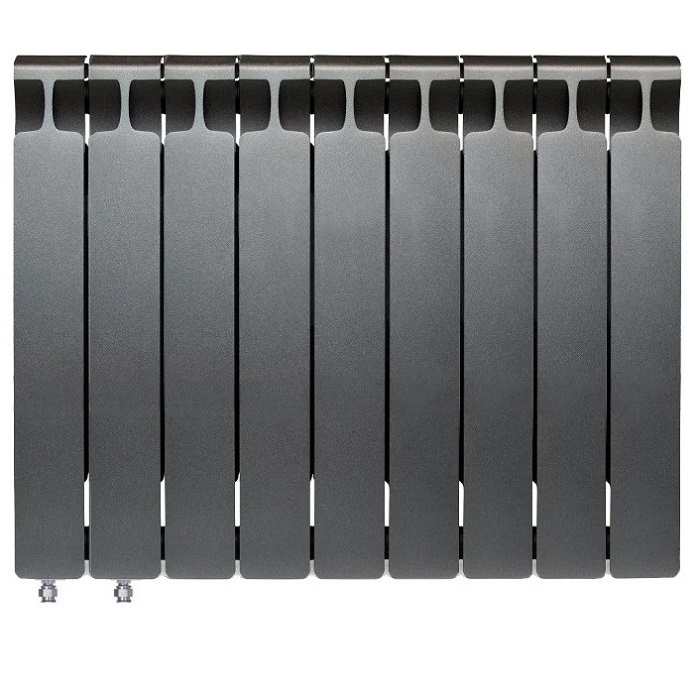 Биметаллический радиатор Rifar Monolit Ventil 300/9 секций, с нижним левым подключением (VL), антрацит