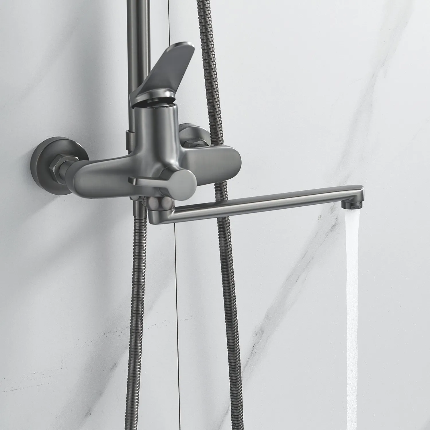 Душевая система Shevanik S6236T, оружейная сталь