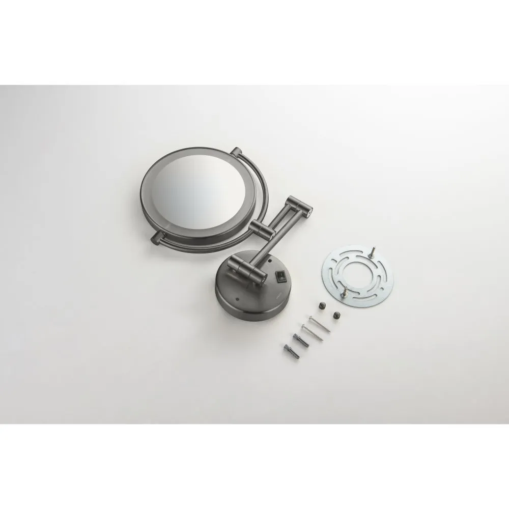 AQ4912BGM зеркало косметическое настенное с подсветкой 5х, шлиф. черный хром
