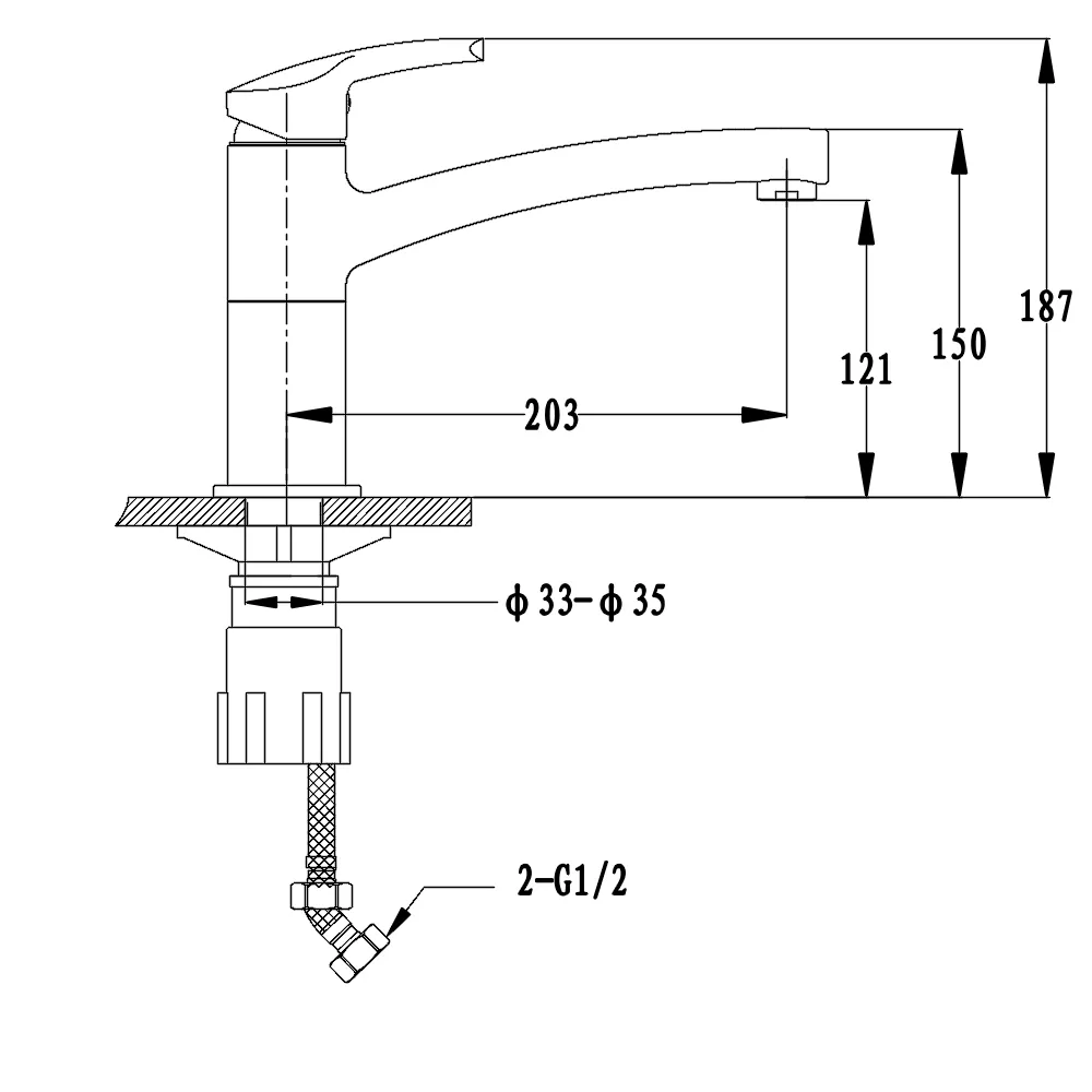 Смеситель для кухни GranFest 2523, черный