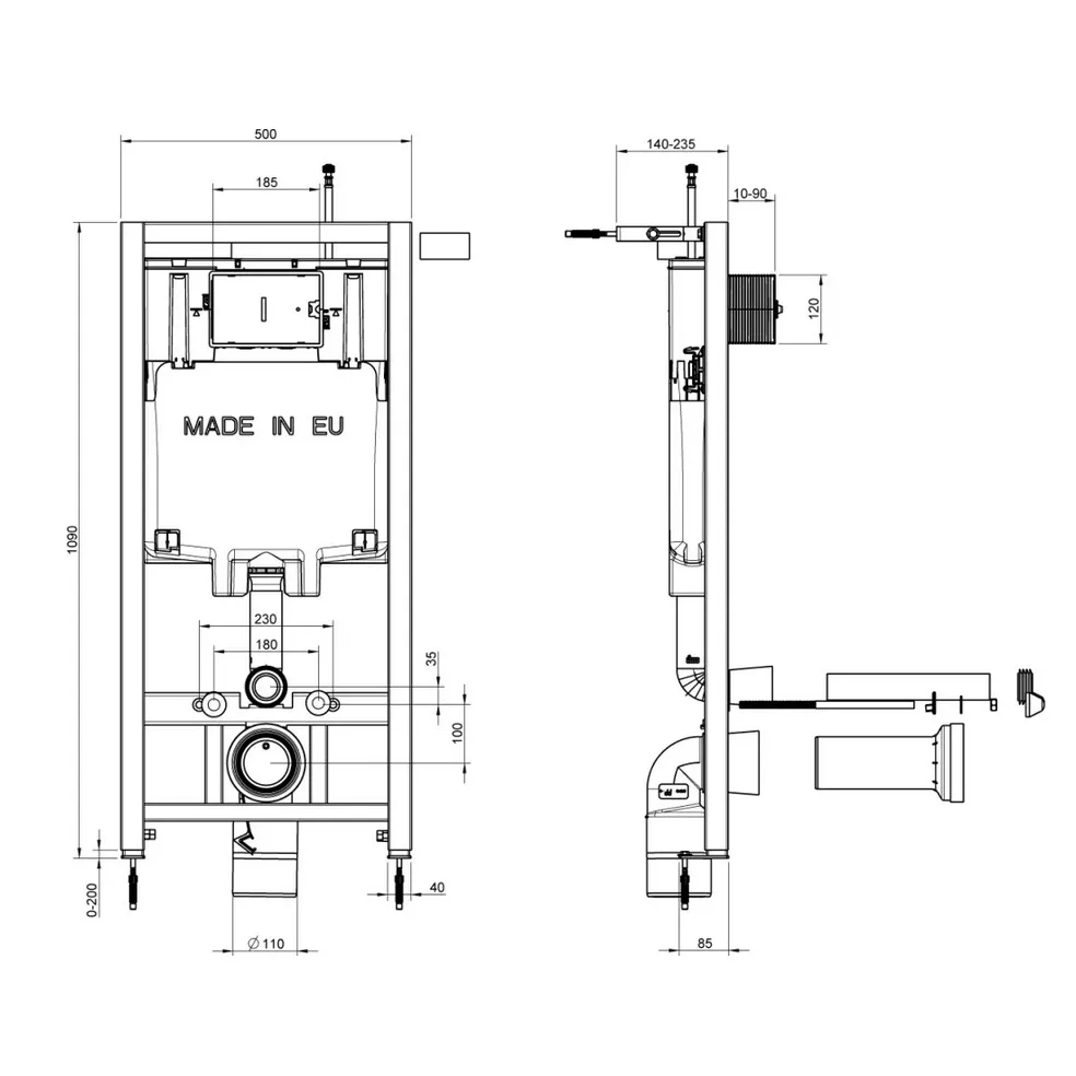 Комплект унитаз с инсталляцией, белая кнопка и сиденьем Jacob Delafon Struktura (E21747RU-00)