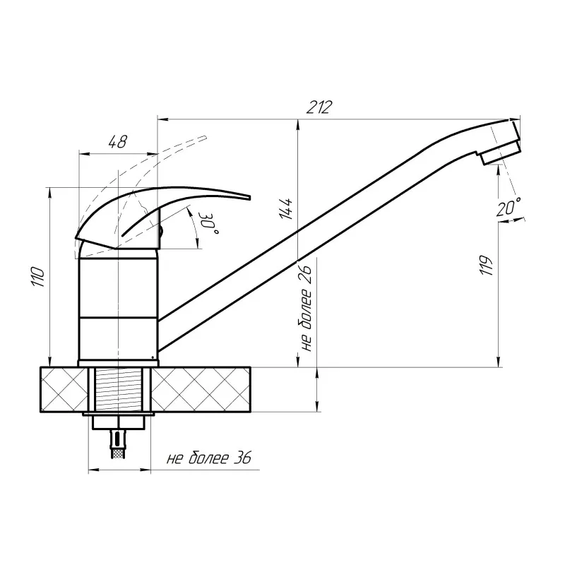Смеситель для кухни Сантаком stOMEGA 3303-2, хром