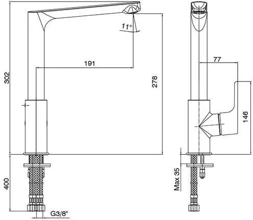 Смеситель для кухни E.C.A. Luna 102118043EX