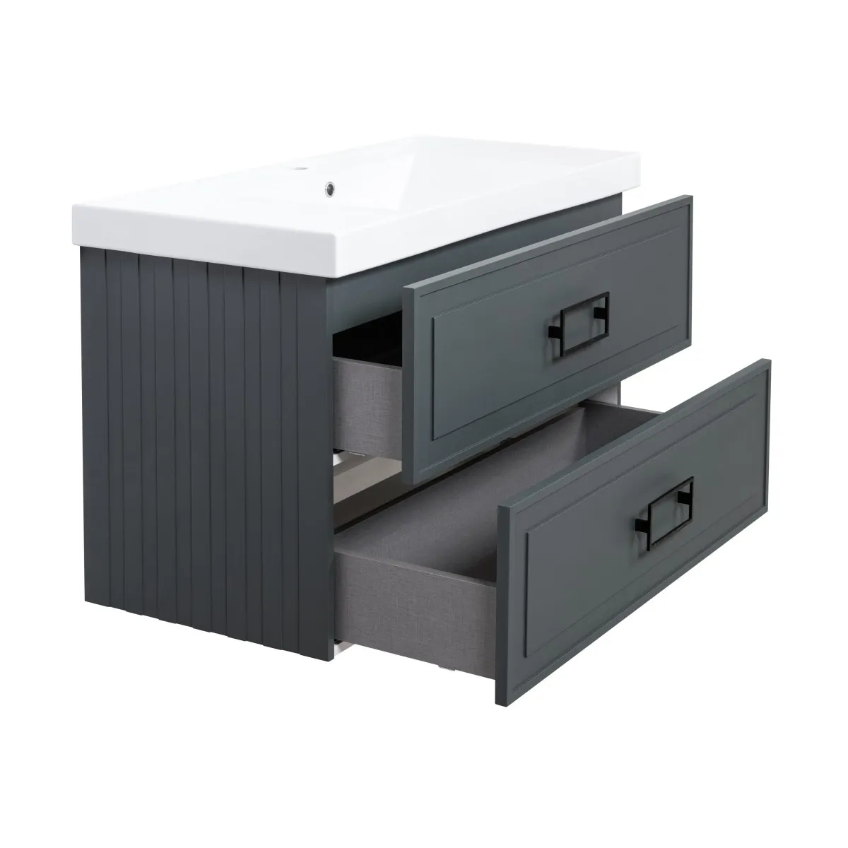 Тумба под раковину подвесная La Fenice Cubo TWIN FNC-01-CUB-G-100-2, серо-зеленая