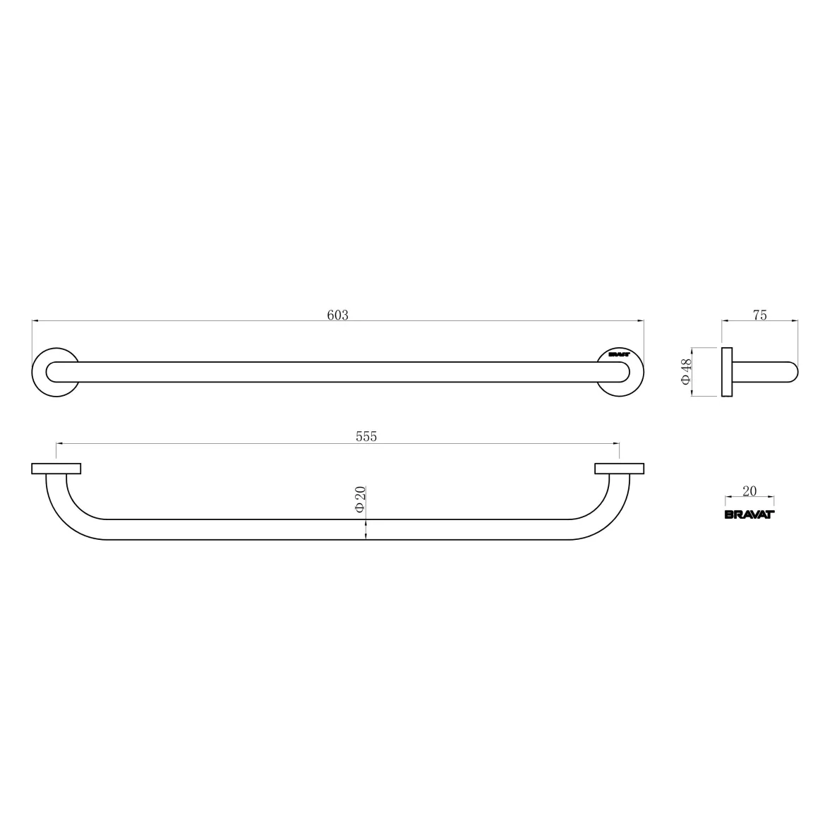 Вешалка для полотенец BRAVAT (D7394C-2-SW)