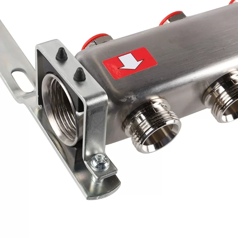 Коллектор Rommer 1"x3/4" на 12 контуров с запорными клапанами (нерж. сталь) (RMS-3201-000012)