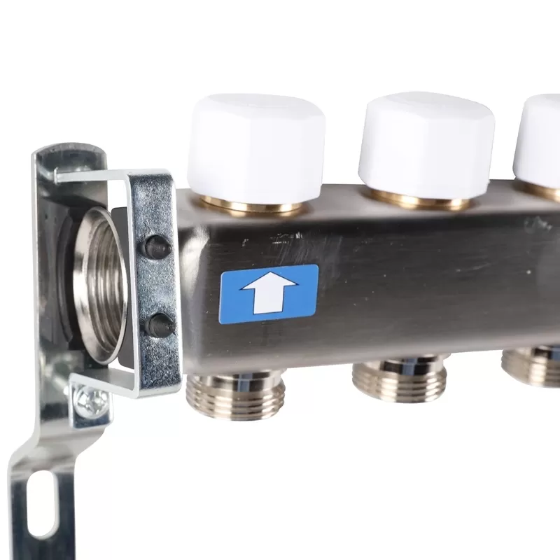Коллектор Rommer 1"x3/4" на 10 контуров с запорными клапанами (нерж. сталь) (RMS-3201-000010)